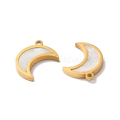イオンプレーティング（IP）304ステンレスペンダント  三日月チャーム  シェルと  ゴールドカラー  16x13x2mm  穴：1.4mm&nbsp;LS-STAS-A080-13G