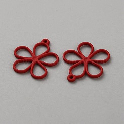 中空スプレー塗装合金ペンダント  花  ファイヤーブリック  19.5x17x1.3mm  穴：1.2mm&nbsp;LS-FIND-WH20008-19D