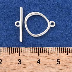 真鍮製マンテル  鉛フリー＆カドミウムフリー  925銀メッキ  リング：16x14x2mm  穴：1.2mm  バー：19x1.6x1mm  穴：1.4mm&nbsp;KK-U024-01S