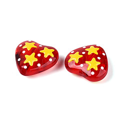 透明ガラスビーズ  スターとハート  エナメル  ゴールド  19~20x20.5x8.5~9mm  穴：1~1.2mm&nbsp;GLAA-N031-01A