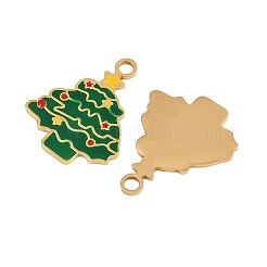 304ステンレススチール製エナメルクリスマステーマペンダント  ゴールドカラー  クリスマスツリー  20x16x1mm  穴：2mm&nbsp;STAS-G359-01G-02