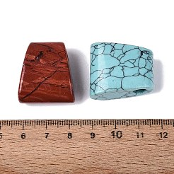 天然と合成の混合宝石ペンダント  台形チャーム  染めと未染色の混合  27~28x23~25x12.5~14mm  穴：5.5~6.5mm&nbsp;G-Q608-08