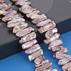 天然ケシパールビーズ連売り  養殖淡水パール  ナゲット  ラベンダー  4~14x12~28x3~6mm  穴：0.6mm  約50~54個/連  15.35インチ（39cm）&nbsp;PEAR-S020-H06