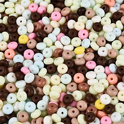オペークガラスシードビーズ  丸い穴  ロンデル  ミックスカラー  4~4.5x2~3mm  穴：0.9~1mm  約6430個/ポンド&nbsp;SEED-N012-09A