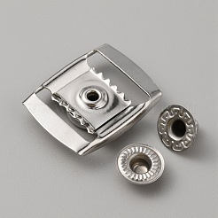 201ステンレススチールスナップボタン  帽子作りのアクセサリーに  ステンレス鋼色  10.5~27x10.5~21x3.5~6.5mm  3個/セット&nbsp;STAS-WH0027-25P