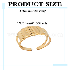 女性用ステンレススチールジオメトリーカフリング1個  ゴールドカラー  13.5mm  1個。&nbsp;RJEW-LP0002-55G