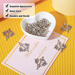 チベット風シャンデリアコネクターパーツ  ニッケルフリー  菱形  アンティークシルバー  35x29x2mm  穴：1.5mm&nbsp;TIBE-BT0001-05AS-NF