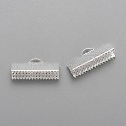 アイアン製カシメリボン止めエンドパーツ  銀色のメッキ  8x20mm  穴：2mm&nbsp;X-IFIN-S008-S