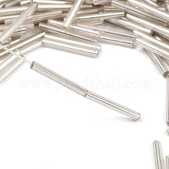 銀引き透明ガラスラッパビーズ  透明  20x2.5mm  穴：0.5mm  約2000~2500個/袋&nbsp;SEED-R028-2x20-B02