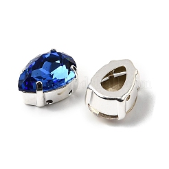 縫い付けラインストーン  ガラスラインストーン  ティアドロップ  プラチナ真鍮の爪留め  ミックスカラー  14x10x8mm  穴：1mm&nbsp;RGLA-P070-05C-P