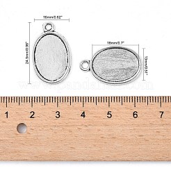 チベットのスタイルアンティーク銀合金フラットオーバルペンダントカボションのセッティング  カドミウムフリー＆鉛フリー  プレーンエッジベゼルカップ  アンティークシルバー  トレイ：18x13mm  24.5x16x2mm  穴：2mm  約31個/46g&nbsp;LS-TIBEP-M022-36AS