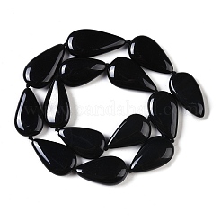 天然の黒い宝石ビーズ連売り  ティアドロップ  23~27.5x14~16x6~7mm  穴：1mm  約15個/連  16.14''（41センチメートル）&nbsp;G-Q164-B01-03
