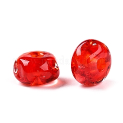 手作りランプワークビーズ連売り  ロンデル  レッド  11.5~12.5x7mm  穴：2.5mm  約20個/連  5.51~6''（14~15センチメートル）&nbsp;LAMP-T021-15F