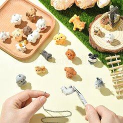 20個20スタイル不透明樹脂ペンダント  犬  プラチナトーンループ付き  ミックスカラー  19.5~33x15~29x15~32mm  穴：1.8~2mm  1個/スタイル&nbsp;RESI-CJ0005-06