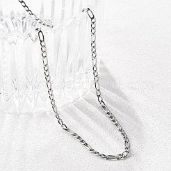 変色しない304ステンレススチールフィガロチェーンネックレス  カニカン付き  ステンレス鋼色  17.7インチ（45cm）  2mm&nbsp;STAS-K168-02P