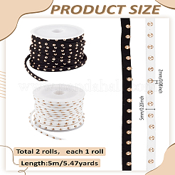 2ロール 2色フェイクスエードコード  ゴールデントーン合金リベット付き  パンクロックジュエリーには  ミックスカラー  5x2.5mm  約5.46ヤード（5m）/ロール  1ロール/色&nbsp;LW-LP0001-06