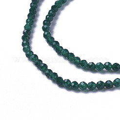 天然石ホワイトジェイドビーズ連売り  多面カット  ラウンド  グリーン  3~3.5x2.5~3mm  穴：0.3mm  約114~141個/連  15.1~16.4インチ（38.4~41.8cm）&nbsp;G-F596-46D-3mm