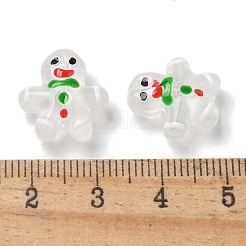 クリスマスの透明ガラスビーズ連売り  エナメル  ジンジャーブレッドマン  ホワイト  14.5~15x14x7mm  穴：1mm  約26個/連  14.17''（36センチメートル）&nbsp;LAMP-M021-02B