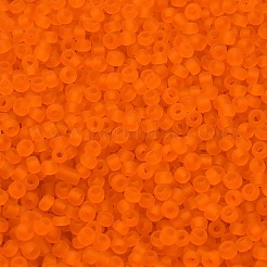 12/0 FGBグレードAラウンドガラスシードビーズ  透明なつや消しスタイル  ダークオレンジ  2x1.5mm  穴：0.8mm  3333個/ 50g&nbsp;X-SEED-Q006-M06