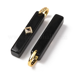 天然石オブシディアンペンダント  長方形  ゴールドカラー  40x8~8.5x10mm  穴：6x7.5mm&nbsp;GG-CBA51ED-01G-04