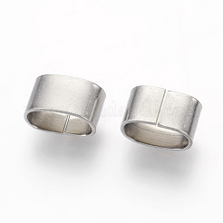 変色しにくい201ステンレススチール製スライドチャーム  オーバル  ステンレス鋼色  5x8.5x5mm  穴：4x7.5mm&nbsp;STAS-G187-29P-C
