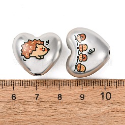 印刷された不透明なアクリルビーズ  ハート  ミックスカラー  19x22x12.5mm  穴：2.8mm&nbsp;AC-CBA1B25-01