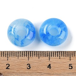 グリッターパウダー入り樹脂ヨーロピアンビーズ  大穴ビーズ  ロンデル  ドジャーブルー  13.5x7.5mm  穴：5mm&nbsp;RESI-F055-07H