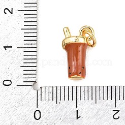 真鍮製エナメルペンダント  食べ物のチャーム  ゴールドカラー  ドリンク  13.5x8.5x6mm  丸カン：5x1ミリ  内径：3mm&nbsp;KK-B168-01G-02