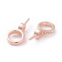 スターリングシルバー製スクリューアイペグベイル925個  リング  片穴ビーズ  ローズゴールド  12x6x3mm  穴：4mm  ピン：0.7mm&nbsp;STER-D035-46RG