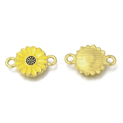 ゴールデントーン合金リンクコネクター  エナメル  デイジーの花  ゴールド  20.5x13.5x2.5mm  穴：2mm&nbsp;X-PALLOY-T072-001G-01