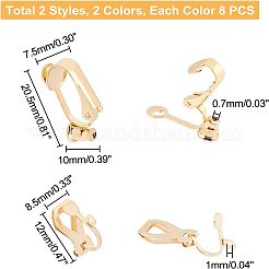 32個 4スタイル 304ステンレススチール クリップオンイヤリングコンバーター金具  穴開けないイヤリング  ミックスカラー  8個/スタイル&nbsp;STAS-UN0026-76
