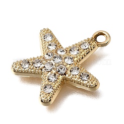 UVメッキ合金クリスタルラインストーンペンダント  スターのチャーム  ゴールドカラー  21x18x4mm  穴：1.8mm&nbsp;RB-CBAD37D-32G