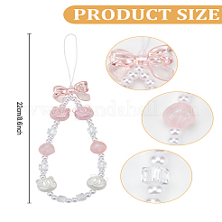 プラスチック製猫用携帯ストラップ1個  猫の形  220mm  ビーズ：5~16x6~17x6~13.5mm&nbsp;HJEW-LP0002-32