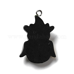 ハロウィン不透明樹脂ペンダント  プラチナトーンの鉄ループ付き  フクロウ  カラフル  32x21.5x8mm  穴：2mm&nbsp;RESI-B011-01