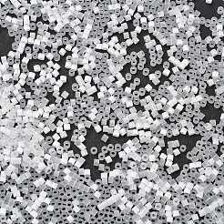 模造猫目ガラスシードビーズ  染め  シリンダー  ホワイト  1.6x1.3mm  穴：0.8mm  約1333個/10g&nbsp;X1-SEED-H003-03J