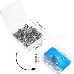 304ステンレススチールスタッドピアス金具  カン付き  フラットラウンド  ステンレス鋼色  10x1mm  穴：1.5mm  ピン：0.8mm  80個/箱&nbsp;STAS-UN0003-42P