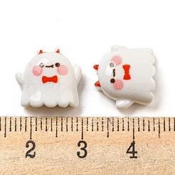 ハロウィーン不透明樹脂デコデンカボション  悪魔の角を持つ小さな幽霊  レッド  11.5x13x6mm&nbsp;CRES-R202-01D