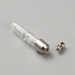 ガラスチューブ 砂時計ボトル 流砂ボトル ペンダント  真鍮パーツ  プラチナ  3.65x0.7cm  穴：1.8mm&nbsp;GLAA-WH0042-18P