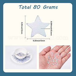 80g PVC プラスチック スパンコール 紙吹雪  パーティーの装飾  スター  結婚式のための  バー  クリスマス  カラフル  5x5x0.1mm&nbsp;AJEW-SP0001-99B
