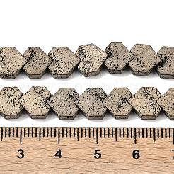電気メッキされた天然溶岩岩ビーズ連売り  ハート  アンティークゴールドメッキ  6x6.5x2.5mm  穴：1mm  約74個/連  15.75''~16.14''（40~41センチメートル）&nbsp;G-K388-04A-08