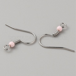304ステンレススチールピアスフック  コイルとプラスチックボール付きフレンチフック  ミスティローズ  19.5x18.5x3mm  穴：2mm  ピン：0.7mm&nbsp;STAS-WH0027-64P-01