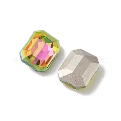 ガラスラインストーンカボション  フラットバック＆バックメッキ  多面カット  長方形  ミックスカラー  10x8x5mm&nbsp;RGLA-L029-03A
