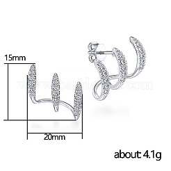 合金クリスタルラインストーンスタッドピアス  爪の形状  銀  15x20mm&nbsp;FS-WG780B6-02