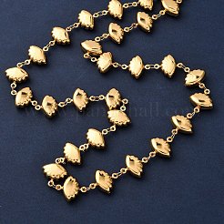304ステンレススチール製シェルシェイプリンクチェーンネックレス（女性用）  ゴールドカラー  19.33インチ（49.1cm）&nbsp;NJEW-G178-17G