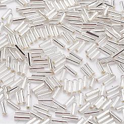 ガラス竹ビーズ  銀並ぶ  ゲインボロ  9x2mm  穴：0.5mm  約7000個/袋&nbsp;SEED-E001-9mm-21