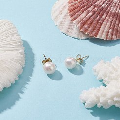 天然パールのスタッドピアス  女性用304ステンレスジュエリー  ホワイト  20x8~8.5mm  ピン：0.6mm&nbsp;EJEW-JE05250