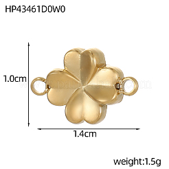 304ステンレススチールコネクタチャーム  クローバー  イオンプレーティング（ip）  14KGP本金メッキ  10x14mm&nbsp;STAS-OY009-25G