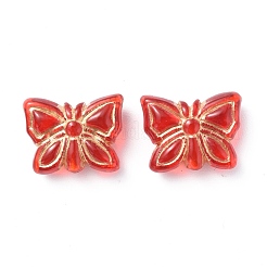メッキアクリルビーズ  ライン入り  蝶  レッド  11x14x5mm  穴：1.6mm  約940個/500g&nbsp;OACR-P007-06