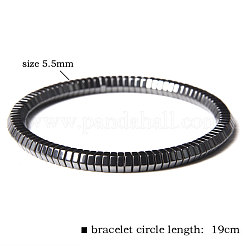 5.5mm合成非磁性ヘマタイト幾何学模様ビーズストレッチブレスレット  六角  7.48インチ（19cm）&nbsp;WGA5C5D-02