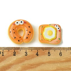 不透明樹脂模造食品デコデンカボション  パン混合形状  ダークオレンジ  20~26x16~24.5x7.5~9.5mm&nbsp;RESI-H159-01